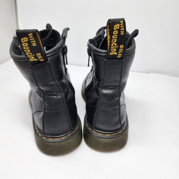 Dr. Martens Youth Size 3 1460J Black Leather Boots Combat Lace Up Side Zip - Picture 8 of 14